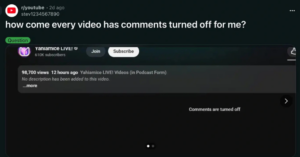 YouTube chặn bình luận