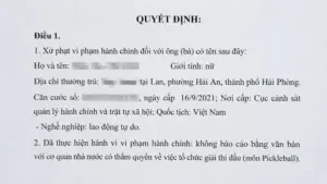Hải Phòng xử phạt cá nhân tự tổ chức giải pickleball không báo cáo cơ quan có thẩm quyền.