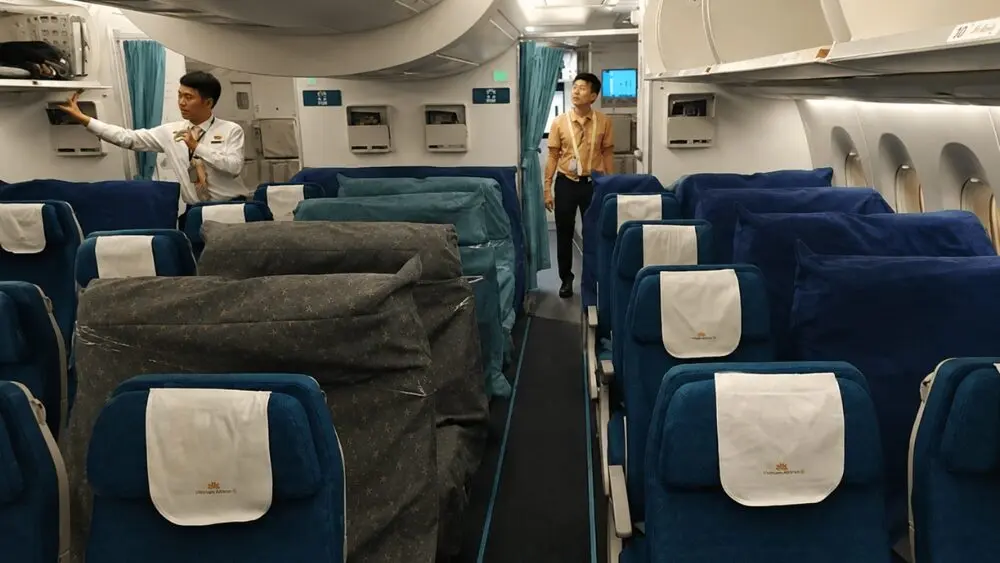 Chuyến bay VN68 của Vietnam Airlines cất cánh từ Nội Bài đêm 8/7 sang Venezuela đón đoàn cán bộ, chiến sĩ Việt Nam hoàn thành nhiệm vụ.