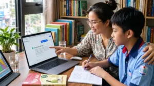 Thời AI, cha mẹ thay đổi cách đồng hành cùng con trong học tập, giúp trẻ biết khai thác AI nhưng vẫn tự học và phát triển năng lực.