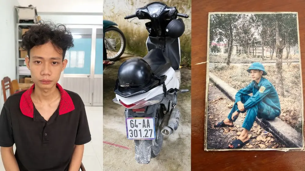 Giả danh cảnh sát hình sự chặn xe “xin đểu”, đối tượng Huy cùng phương tiện và hình ảnh được sử dụng để thực hiện hành vi này.